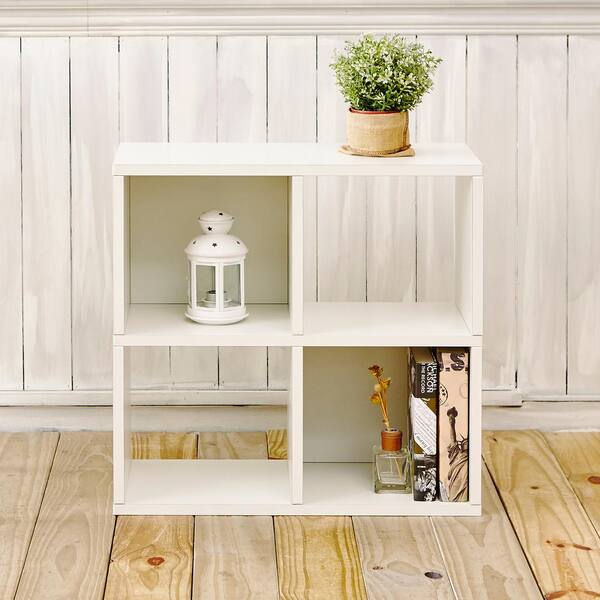 Way Basics 25 in. H x 26 in. W x 12 in. D White Recycled Materials 4-Cube Storage Organizer