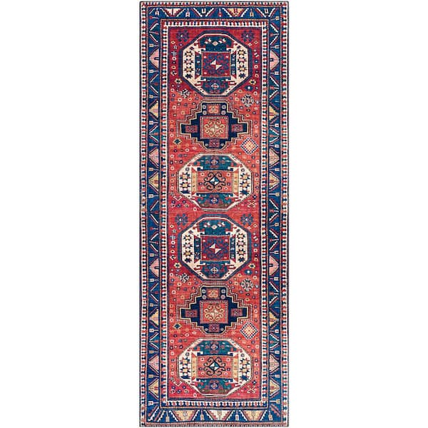 Livabliss Marzel Red/Blue 2 ft. 6 in. x 7 ft. 6 in. Area Rug