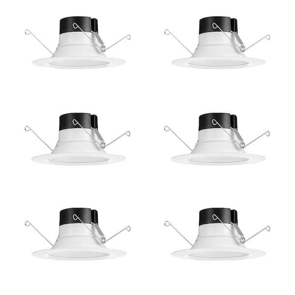 6-pack 6 in. Recessed Integrated LED Contractor Select 65BEMW HL Selectable CCT White Baffle Light Trim