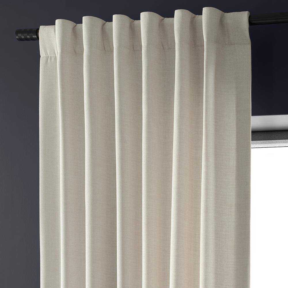 Parchment Cream Faux Linen Room Darkening Curtains 50" x 108"