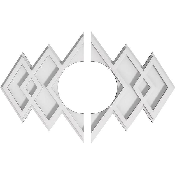 Ekena Millwork 16 in. x 10.62 in. x 1 in. Zoe Architectural Grade PVC Contemporary Ceiling Medallion (2-Piece)