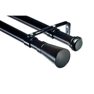 4 ft. Double Curtain 1-1/8 in. Dia Double Rod in Black with Linea Finial