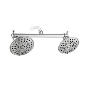 5-Spray Patterns 6 in. Wall Mount Dual Rain Fixed Shower Head in Chrome
