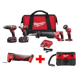 M18 18V Lithium-Ion Cordless Combo Tool Kit (4-Tool) with  M18 Oscillating Multi-Tool and 2 Gal. Wet/Dry Vacuum