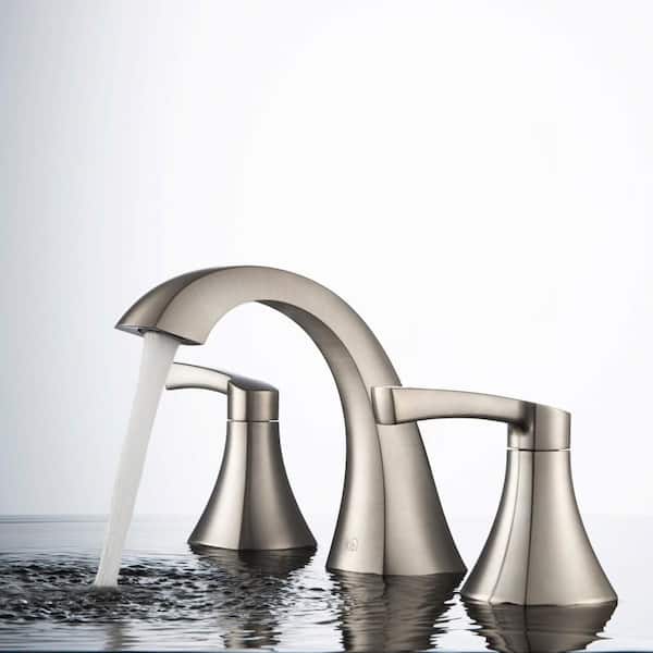 Single Handle Pyramid II Bathroom Sink 8 in. Widespread Faucet with Drain Assembly in Brushed Nickel