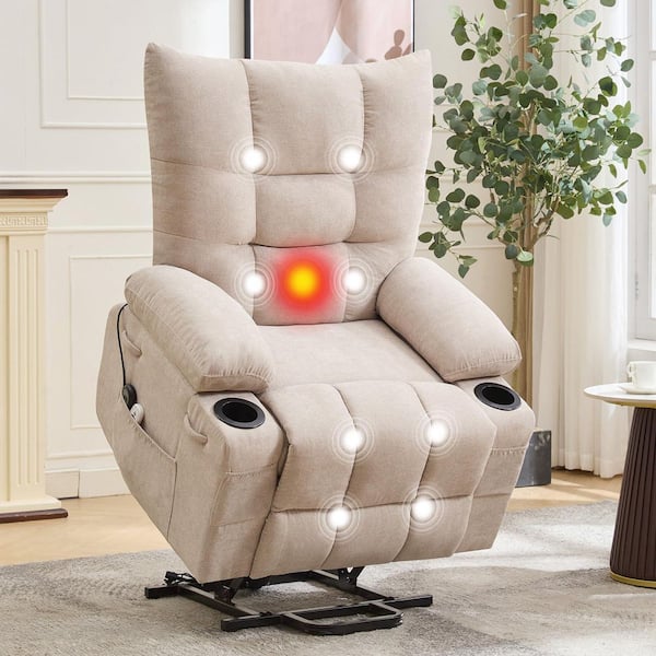 Power Lift Recliner Chair for Elderly, Oversized Standing Chair Recliner with Massage & Heat, Soft Padded Upholstery