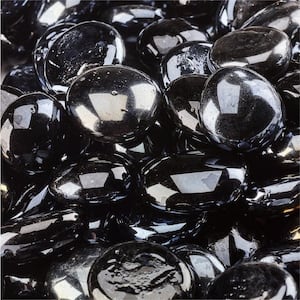 10 lbs. Semi-Reflective Midnight Black Fire Glass Beads for Indoor and Outdoor Fire Pits or Fireplaces