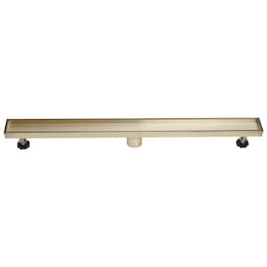 32 in. Stainless Steel Linear Shower Drain with with Tile Insert Cover Slot Pattern Drain Cover in Brushed Gold