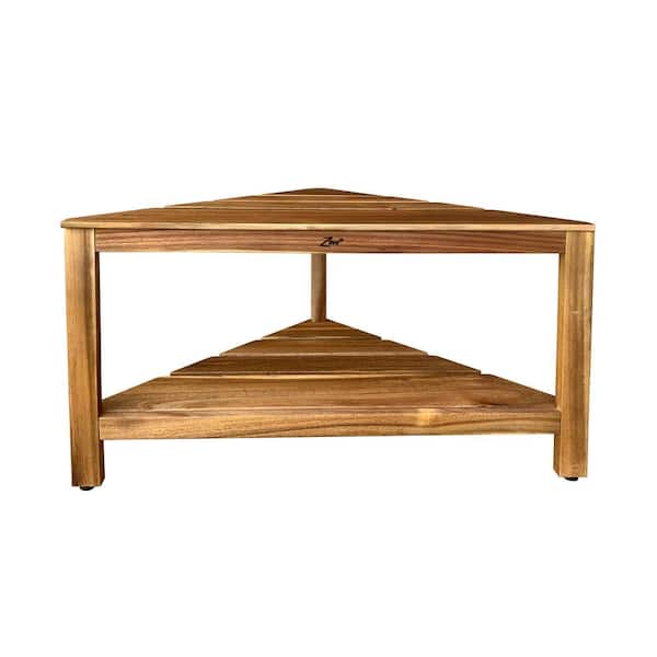 Unbranded Zen Acacia 22 in. Compact Corner Shaving Stool with Shelf