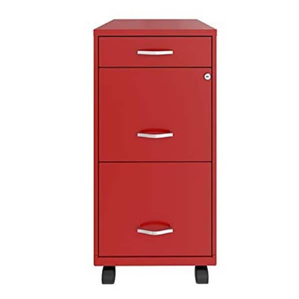 Space Solutions 18 in. Red 3 Drawer Mobile Organizer Cabinet for Offices
