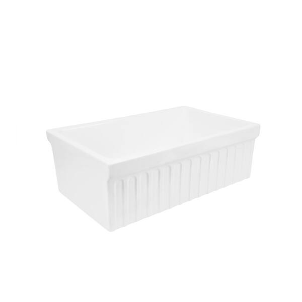 Glacier Bay Fluted Farmhouse Apron Front Fireclay 30 in. Single Bowl Kitchen Sink in White