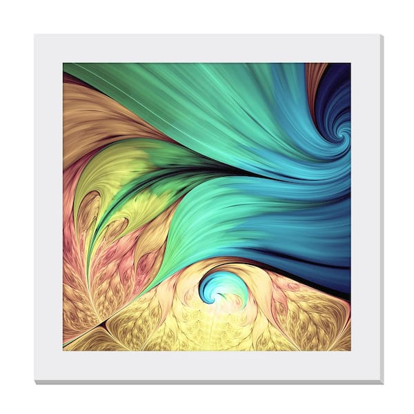 Unbranded Gallery-Grade Soft Flowing Mane White Framed Acrylic Abstract Statement Wall Art 48 in. x 48 in.