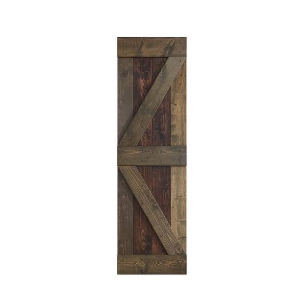 COAST SEQUOIA INC K Series 30 in. x 84 in. Kona Coffee/Smoky Gray Knotty Pine Wood Barn Door Slab