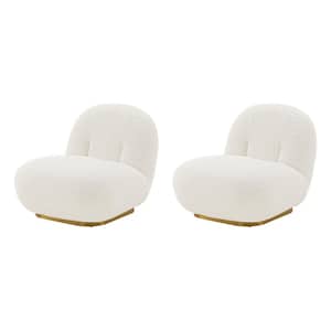 Edina White Modern Boucle Fabric Upholstered Accent Chair (Set of 2)