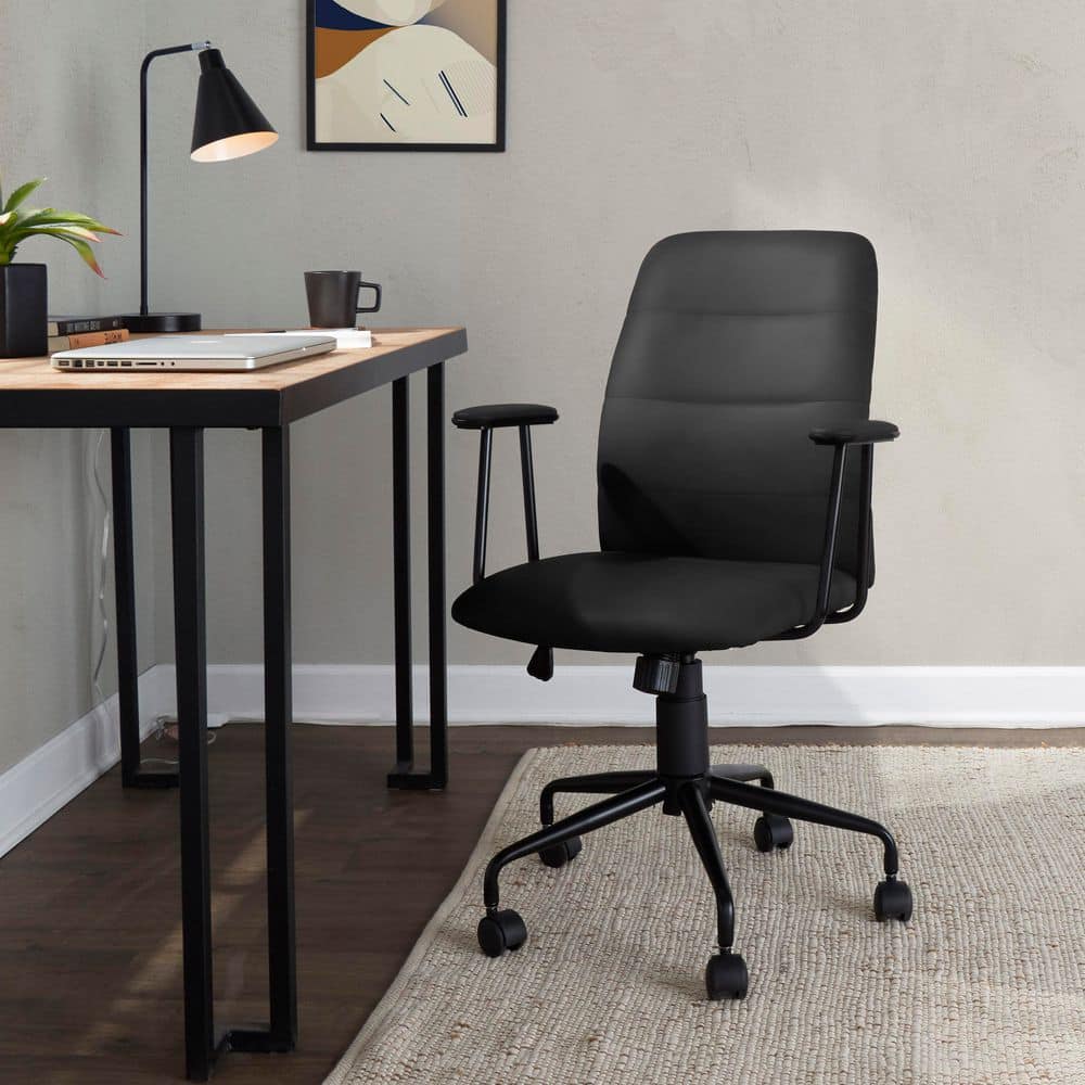 Lumisource Fredrick Faux Leather Office Chair 40 in. Black with