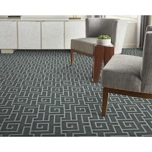 Labyrinth - Teal - Green 13.2 ft. 45 oz. Polyester Pattern Installed Carpet