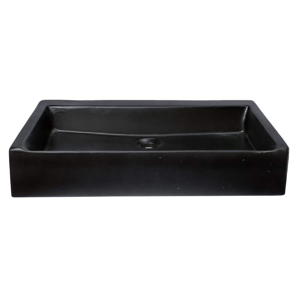 Eden Black Concrete Rectangular Undermount Bathroom Sink