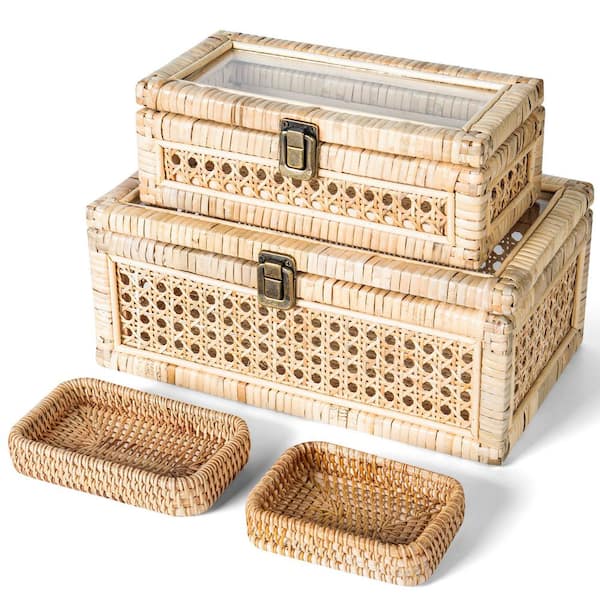 Natural 12.25 in. x 5.25 in. Wood Decorative Boxes