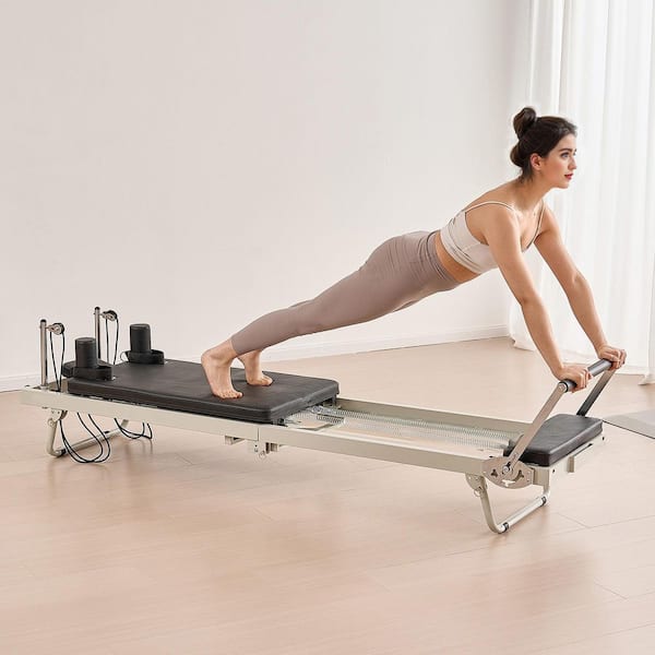 Pilates Reformer, Foldable w/ Dual Resistance System (Spring and Cord), Supports Up to 400 lbs., for Home and Studio Use