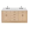 Hepburn 72.25 in. W x 22 in. D x 36 in. H Double Sink Bath Vanity in Oak with Carrara White Quartz Top