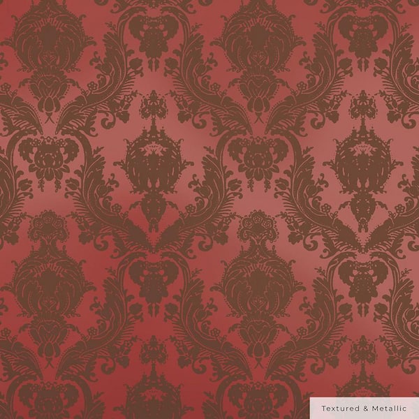 Metallic Ruby Damsel Vinyl Peel and Stick Textured Wallpaper Roll (Covers 56 sq. ft.)