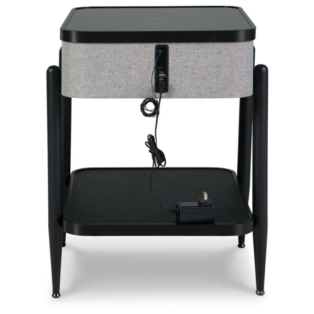 Jorvalee 19 in. Black Rectangle Glass End Table with Shelves - thumbnail 5