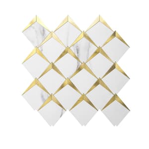 Self-Adhesive Gold Tile 10 in. x 10 in. Metal for Kitchen Fireplace Peel and Stick Tile Backsplash (7.5 sq. ft./Pack)