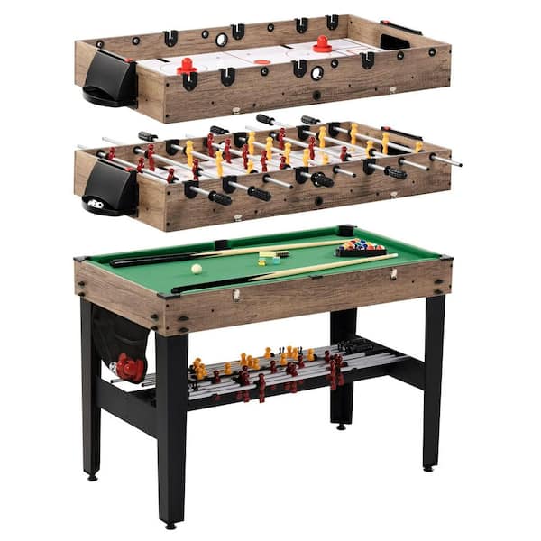 3-in-1 Combo Game Table with Air Hockey, Billiards, and Foosball, Includes Complete Set of Accessories and Storage