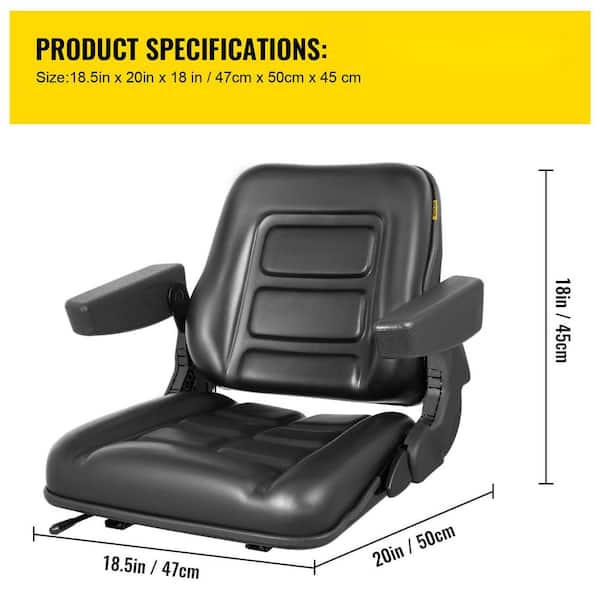 Black Driver Side Forklift Seat Universal Waterproof Truck Cushion Seat  Backrest
