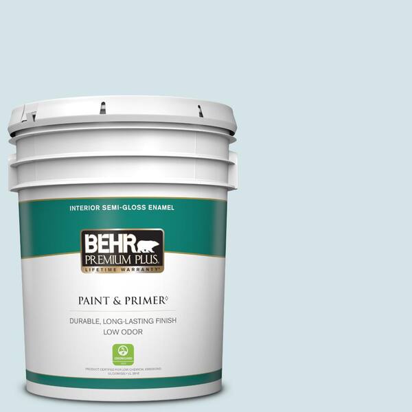 BEHR PREMIUM PLUS 5 gal. #PPL-72 Spa Retreat Semi-Gloss Enamel Low Odor Interior Paint & Primer