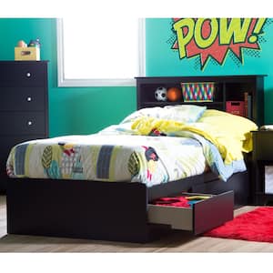 Vito Twin-Size Platform Bed Frame in Pure Black