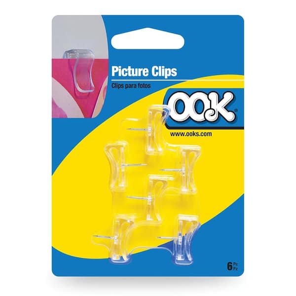 OOK 6-Pieces Clear Picture Clip Push Pin 9984670 - The Home Depot