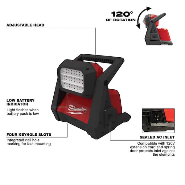 M18 GEN-2 18-Volt Lithium-Ion Cordless 4000 Lumens ROVER LED AC/DC Flood Light and (1) 2Ah Battery
