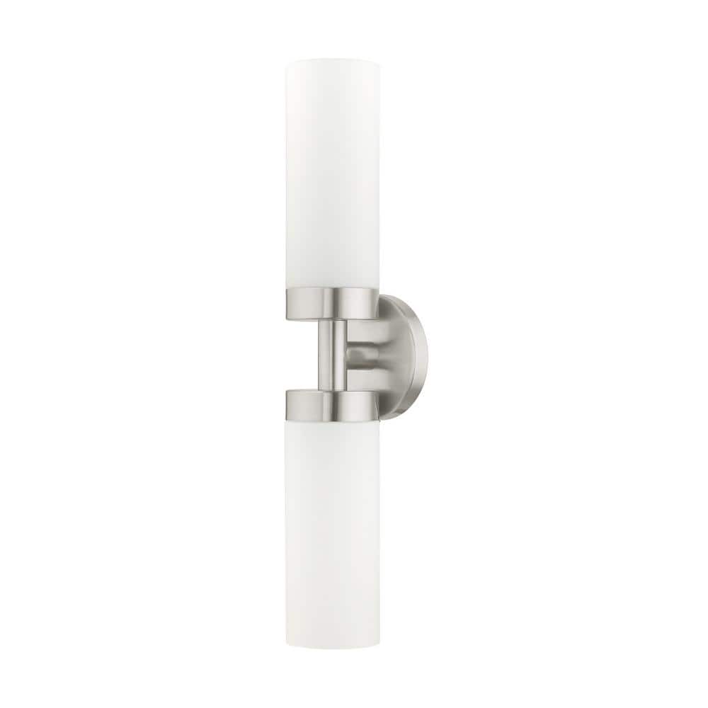 Sleek Brushed Nickel Outdoor Vanity Sconce with Satin Opal White Glass