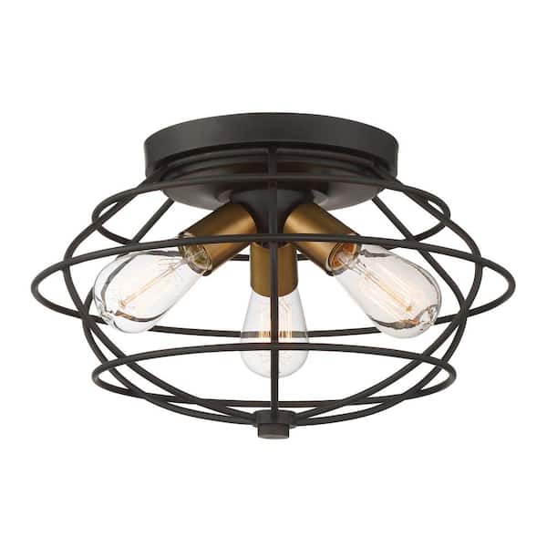 Jax 15 in. Industrial Vintage Bronze Medium-Base (E26) Bulb Flush Mount for Kitchens