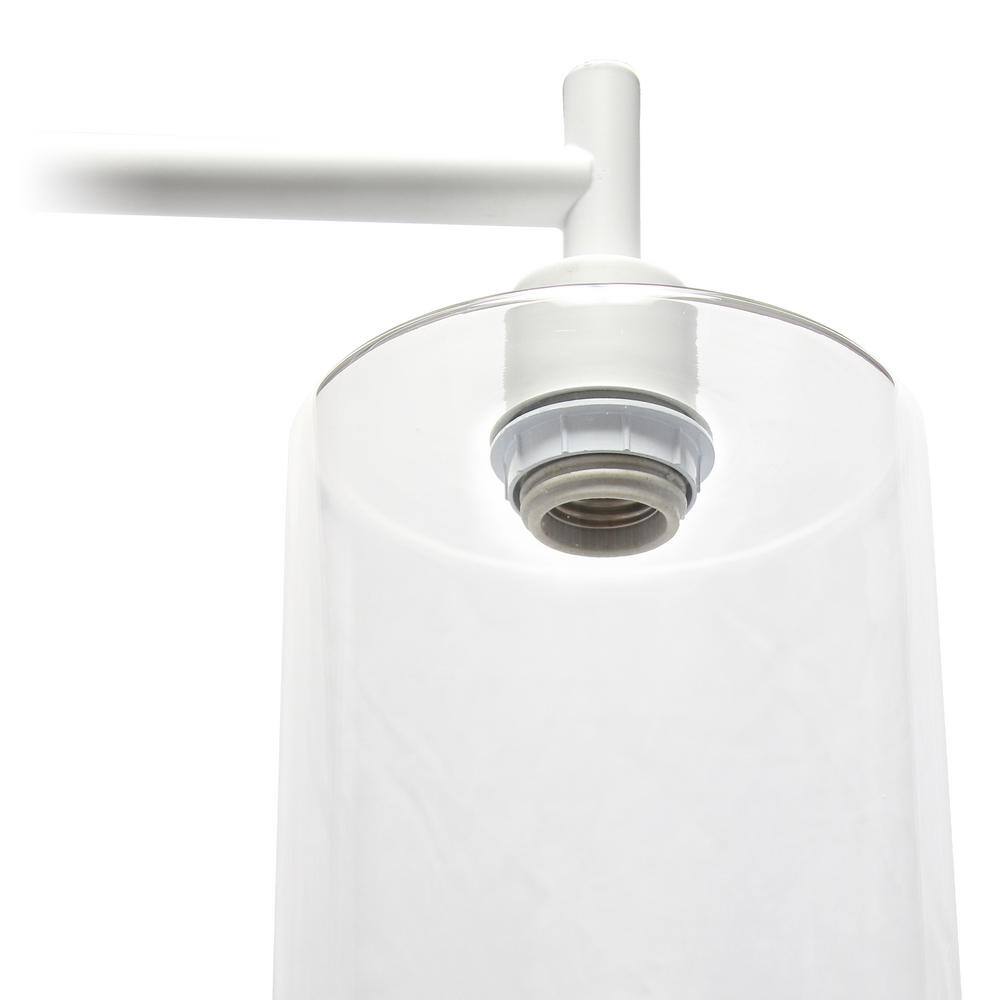 White Adjustable Iron Arc Floor Lamp with Glass Shade
