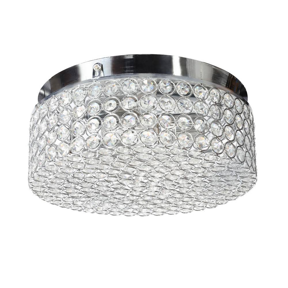 Westerfield 2-Light Chrome Crystal Flush Mount Drum Fixture