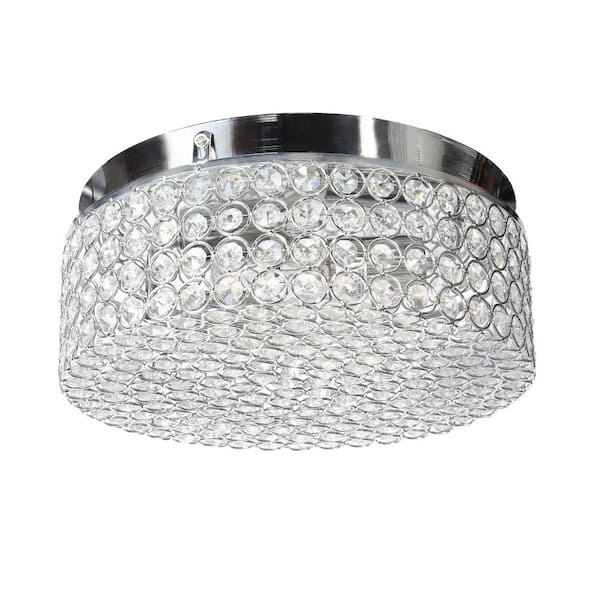 Merra 12 in. 2-Light Chrome Crystal Flush Mount HCF-1317-CH-BNHD-1