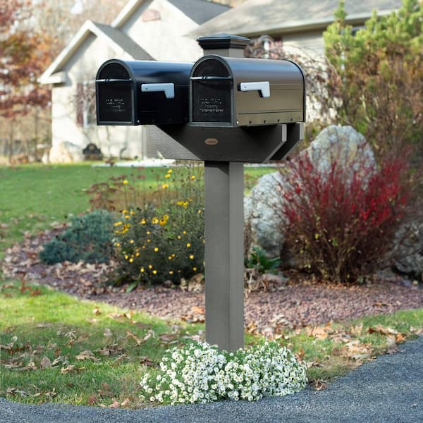 Highwood Hazelton Coastal Teak 2-Sided Mailbox Post