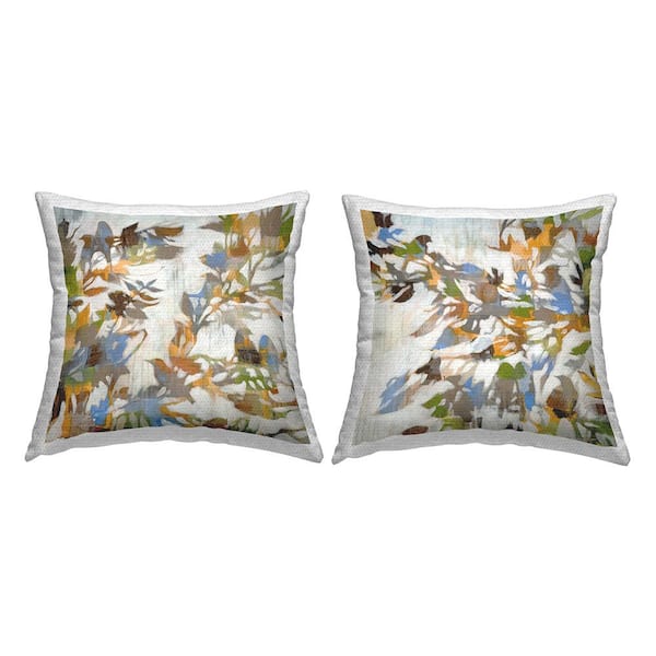 Stupell Industries Birds Perched on Branches Multi-Color Square Outdoor Throw Pillow 2-Pack