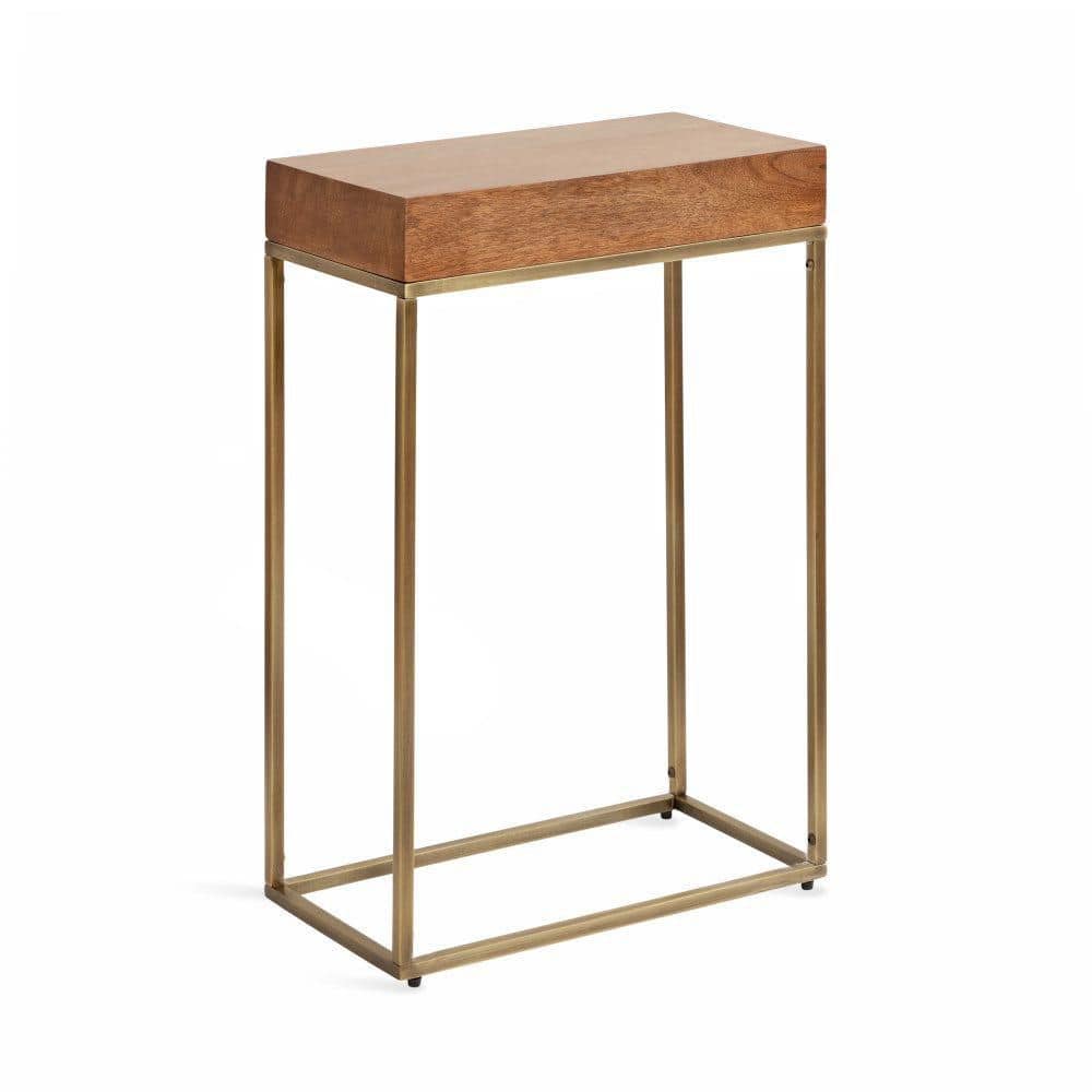 Karlsen 16 in. Walnut Brown Rectangle Solid Wood End Table