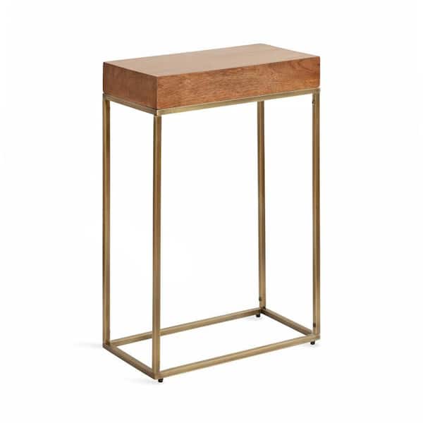 Kate and Laurel Karlsen 16 in. Walnut Brown Rectangle Solid Wood End Table