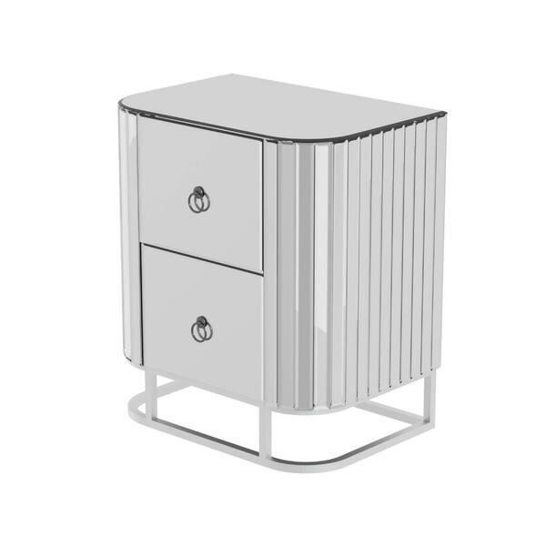 Unbranded 2-Drawer Silver Mirrored Nightstand Glass End Table Mirrored Side Table 23.23 in. x 19.69 in. x 13.78 in.