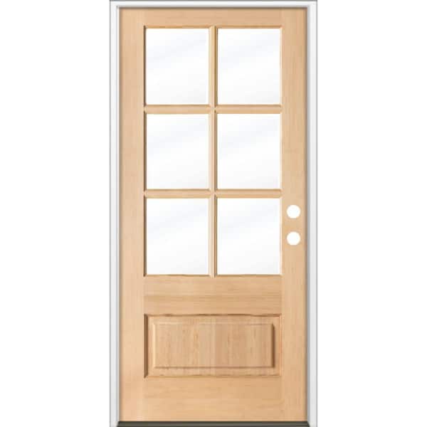 Krosswood Doors 36 in. x 80 in. Farmhouse LH 3/4 Lite Clear Glass Unfinished Douglas Fir Prehung Front Door