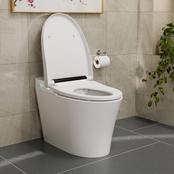 DreamLine Aqua Elongated Smart Bidet Toilet 1.28 GPF in White with