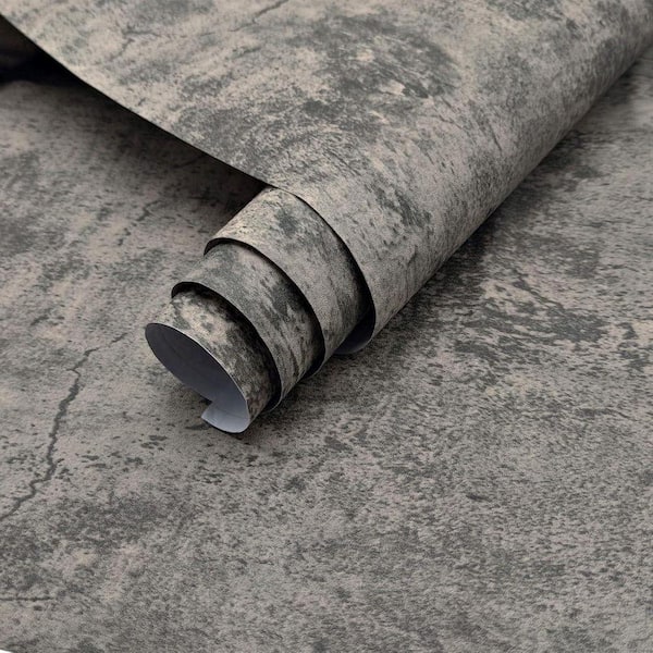 Brown Grey Concrete Textured Contact Paper Peel and Stick Wallpaper Roll