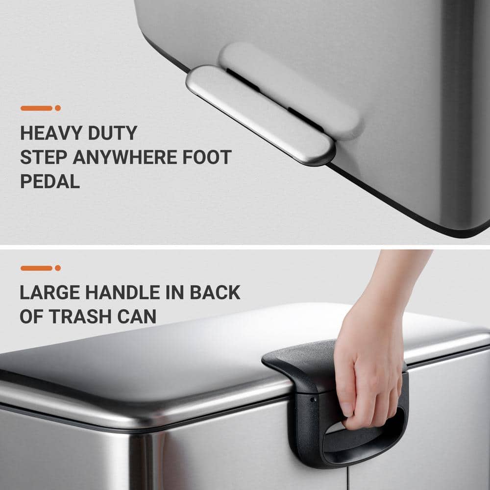 Brushed Stainless Steel Dual Compartment Pedal Trash Can