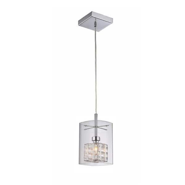 Unbranded Harleigh 1-Light Chrome Cylinder Pendant with Glass Shade