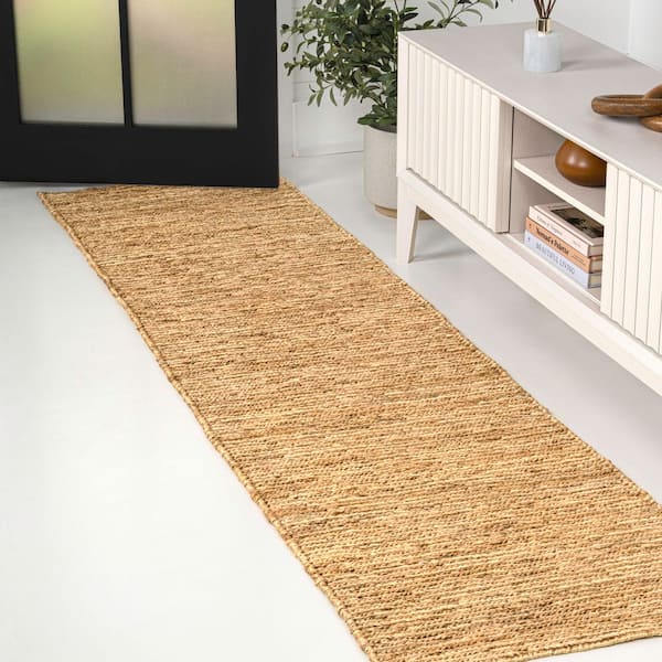 Griffin Rustic Farmhouse Woven Jute Solid Natural 2 ft. x 8 ft. Runner Rug
