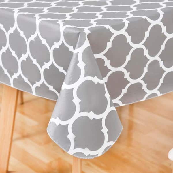 52'' X 70'' Rectangle Table Cloth Waterproof Vinyl Tablecloths with Flannel Backing Spillproof Plastic Tablecloth